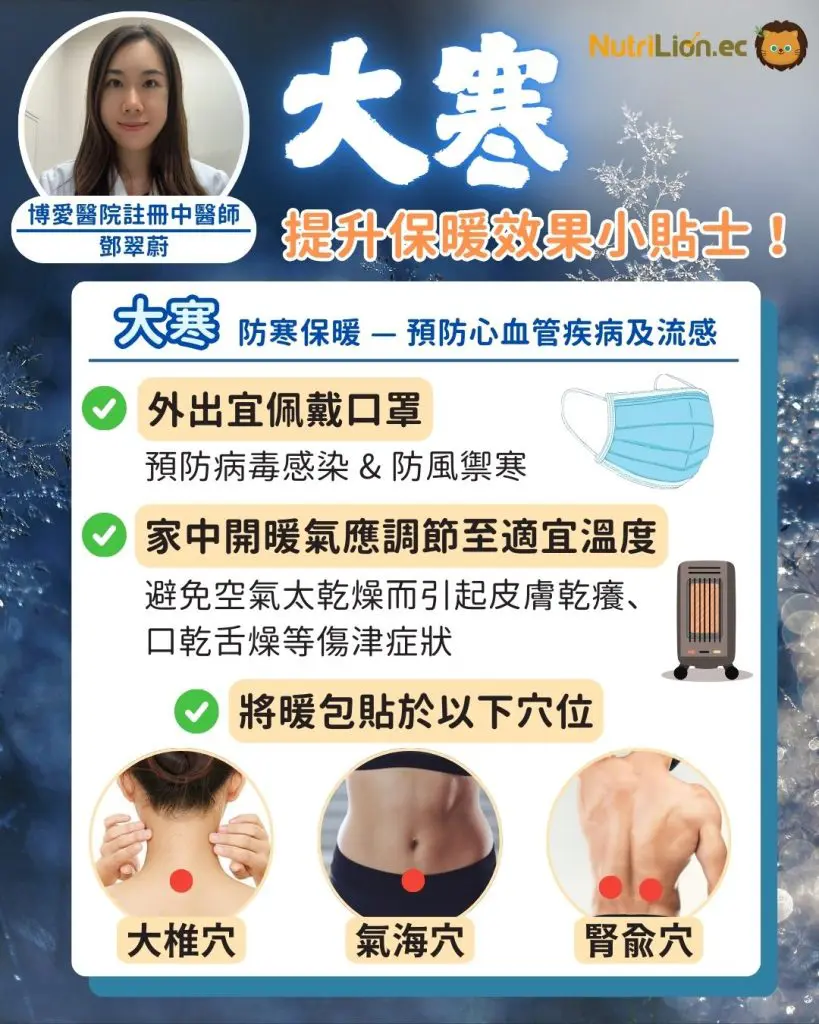 大寒防寒保暖 — 預防心血管疾病及流感