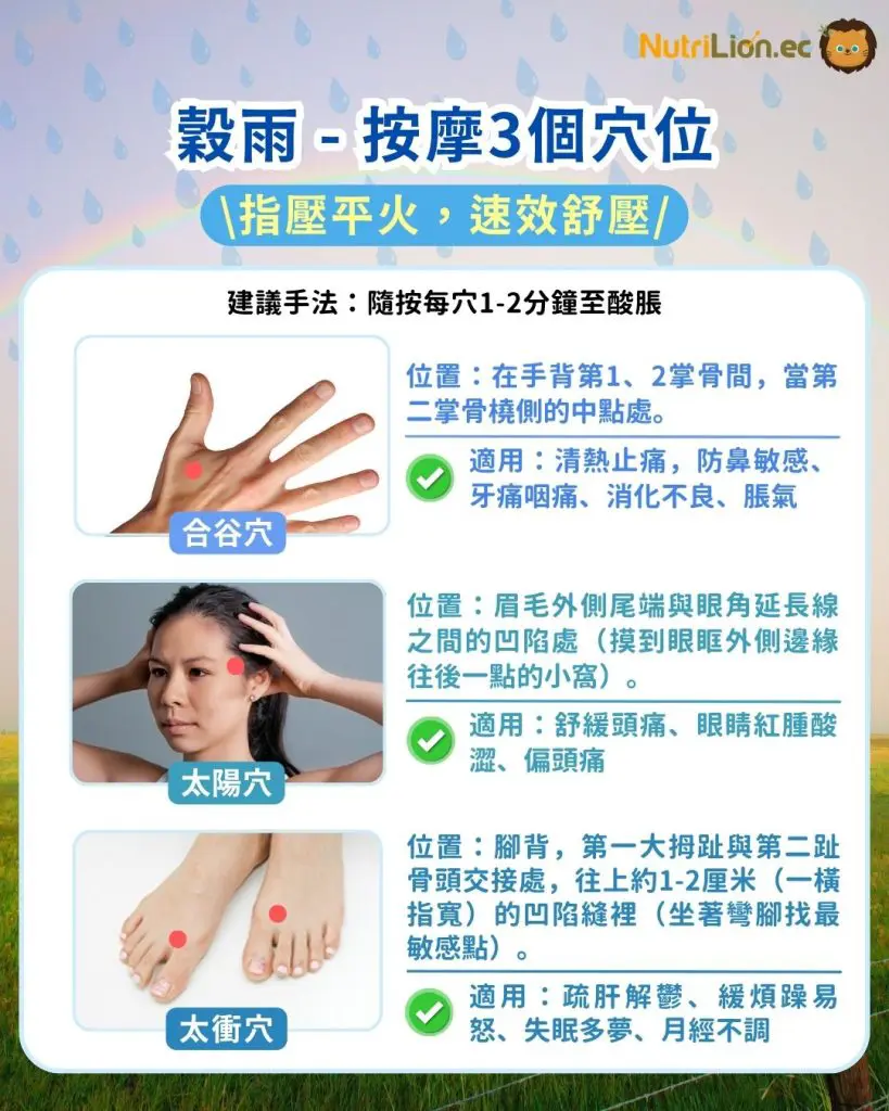 中醫穀雨養生法 — (3) 穴位：指壓平火，速效舒壓