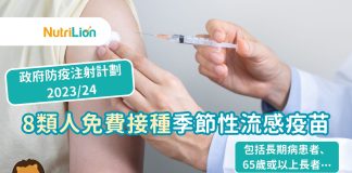 【流感2023】8類人免費接種季節性流感疫苗 包括長期病患者、65歲或以上長者 季節性流感疫苗
