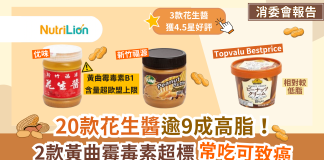 消委會|20款花生醬逾9成高脂 2款黃曲霉毒素超標常吃可致癌 消委會花生醬